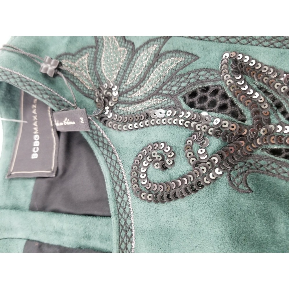 BCBGMAXAZRIA Women Spruce Green Cropped Embroidered Jacket QVV15A76-302 M - Picture 6 of 12